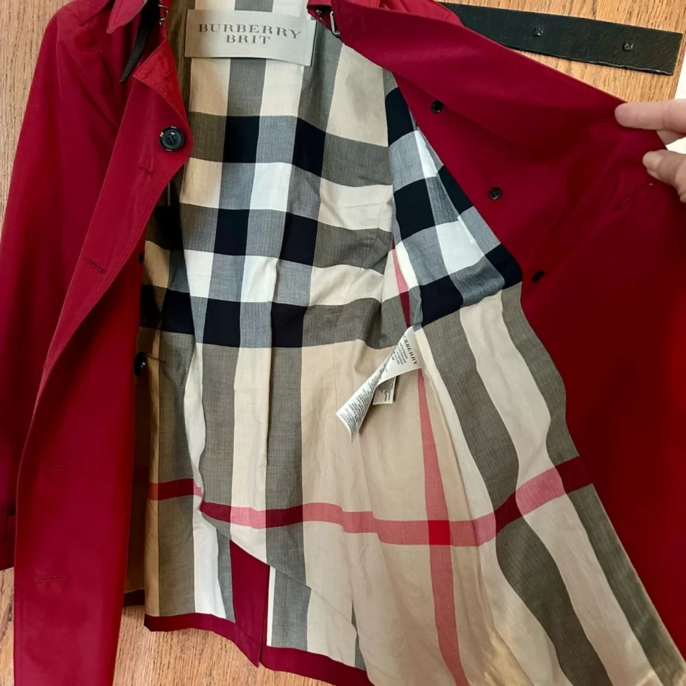Burberry Brit Trench-coat, Red, Size 8 - Picture 6 of 8